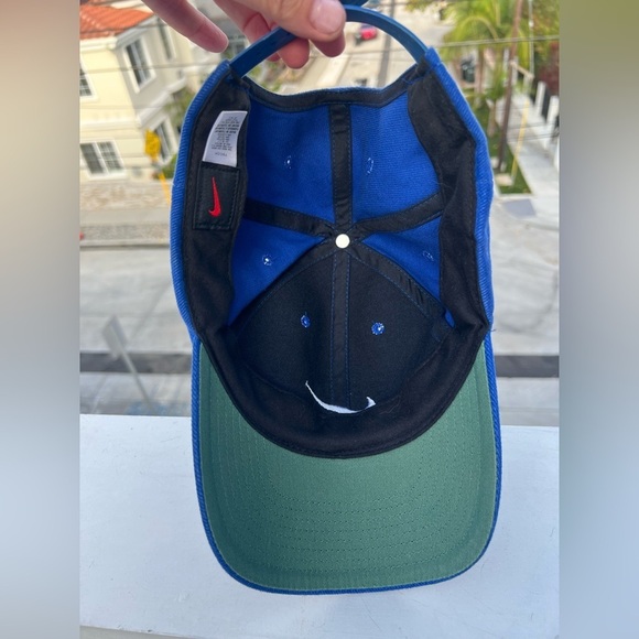 Vintage 90s Nike blue cotton golf tennis cap silver swoosh embroidered preppy - Picture 4 of 10